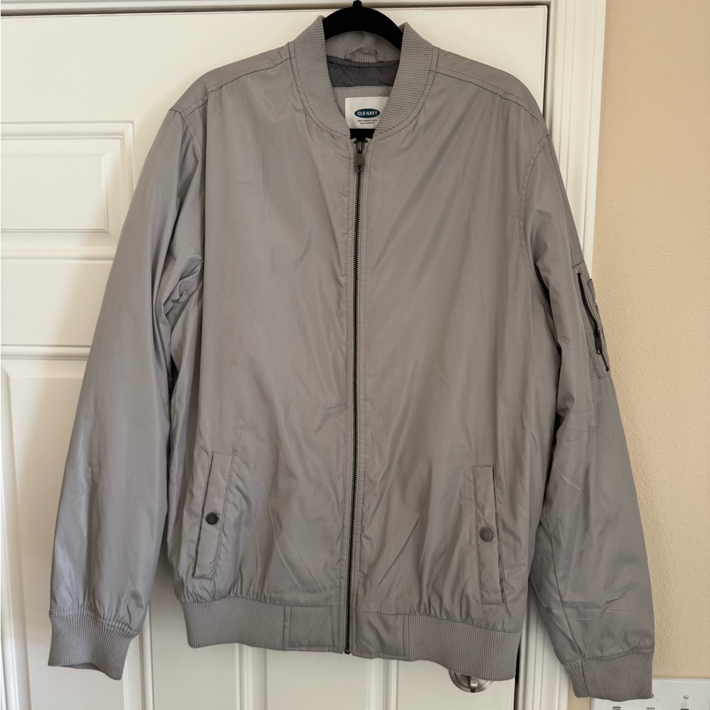 EUC Old Navy Silver Bomber Jacket Large